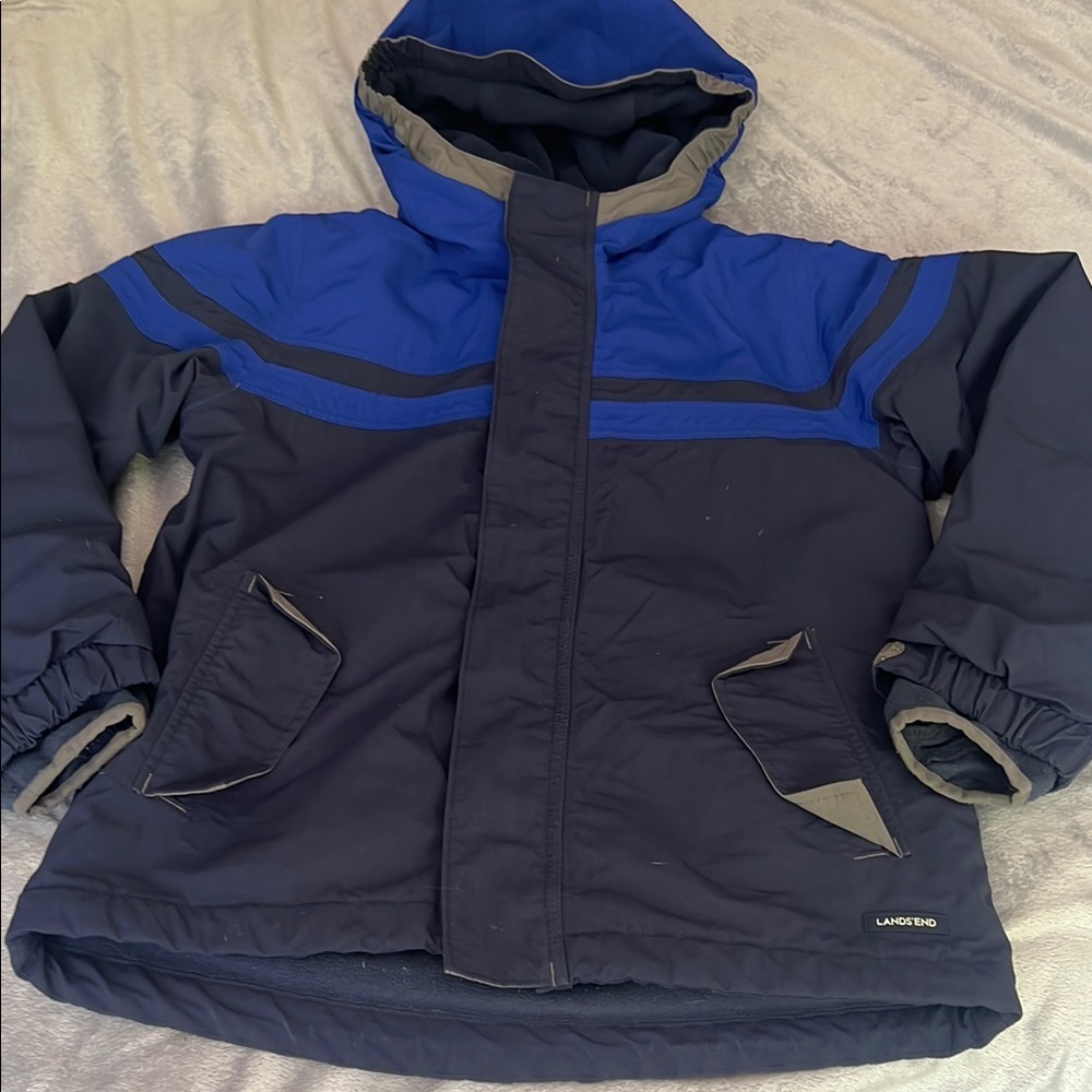 Lands' End Blue and Navy Hooded Snow Coat